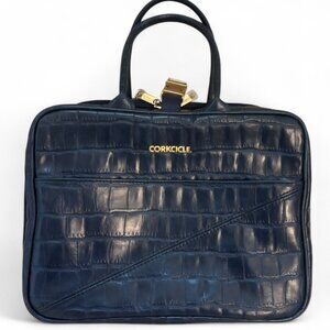 Corkcicle Insulated Lunch Bag Blue Scale Pattern Tote